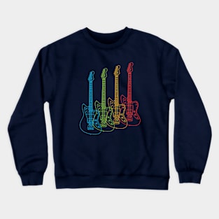 Four Offset Style Electric Guitar Outlines Multi Color Crewneck Sweatshirt